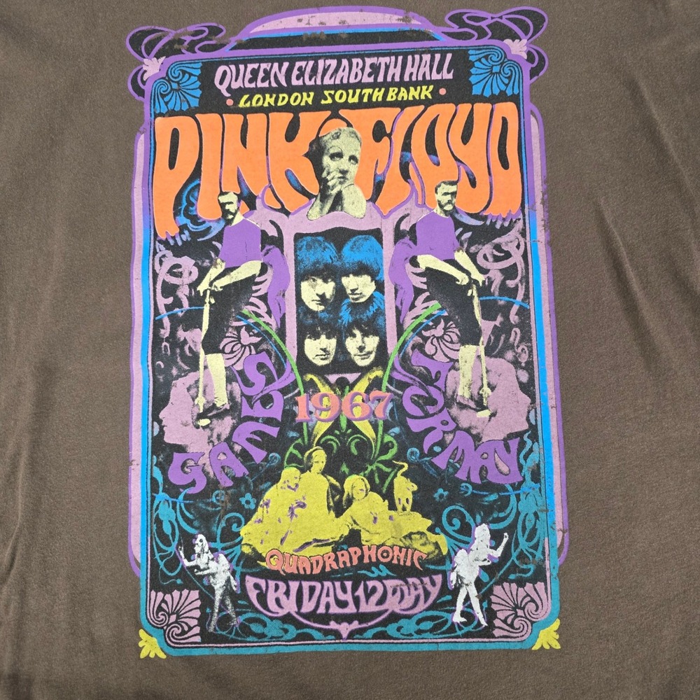 Pink Floyd 1967 Games for May‎ Queen Elizabeth Hall Graphic T-Shirt Brown Large
